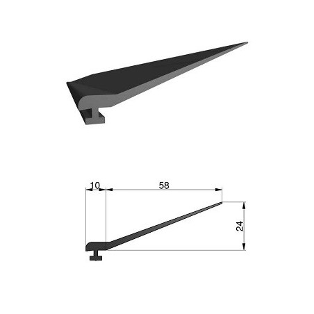 Uszczelka górna, EPDM, warga 58 mm