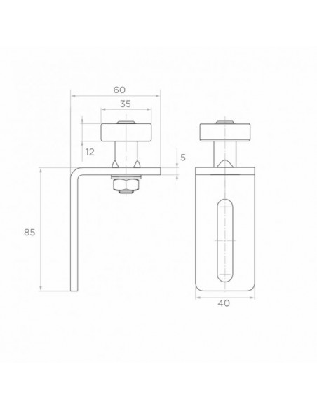 Kątownik z rolką prowadzącą 35 mm