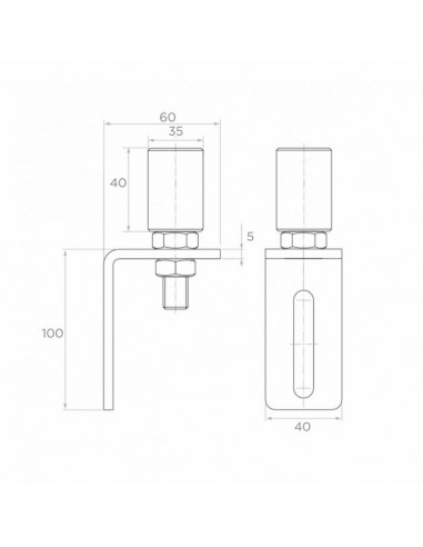 Kątownik z rolką prowadzącą 30 mm