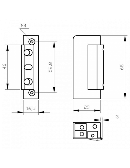 Elektrozaczep symetryczny do furtki lub drzwi 16,5 mm z regulacją, pamięcią i blokadą, 12V