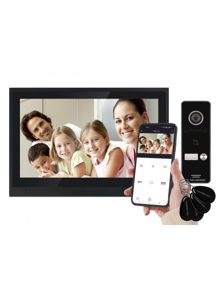 Wideodomofon 10" REVIZOOM głośnomówiący z panelem rozmównym z czytnikiem RFID